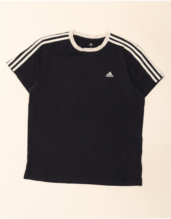 Adidas Γυναικείο T-Shirt Top UK 12/14 Medium Navy Blue βαμβακερό
