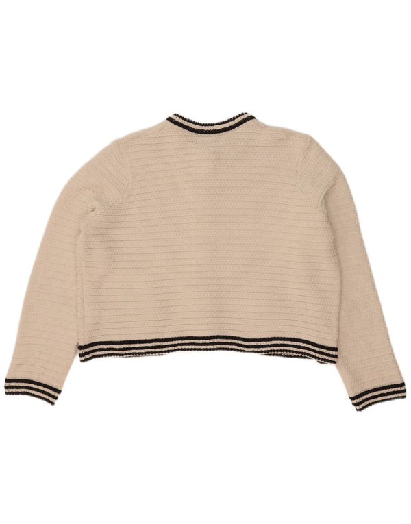 Marks & Spencer Γυναικείο πουλόβερ Crop Cardigan UK 16 Large Off White ριγέ