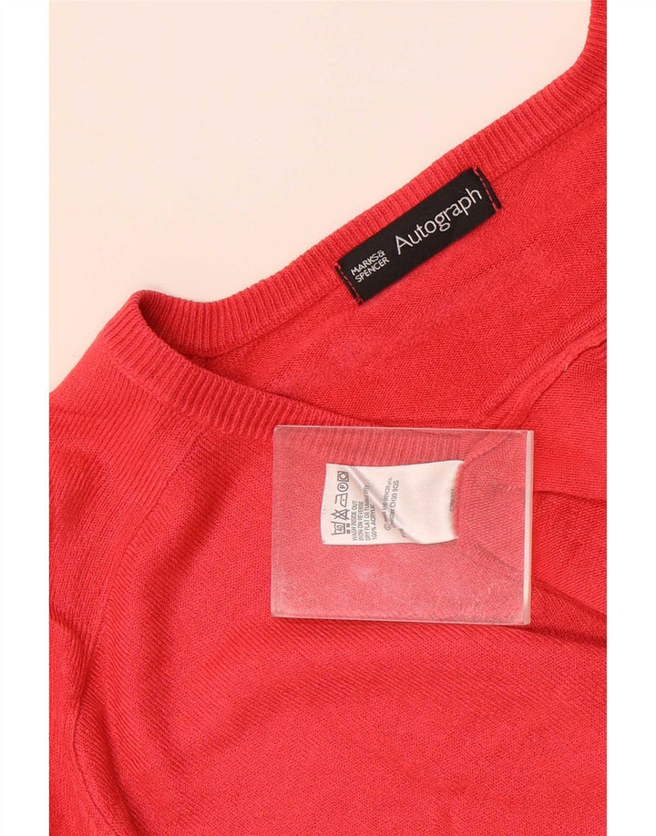 Ανδρικό πουλόβερ Marks & Spencer Autograph V-Neck Jumper Μεγάλο Κόκκινο Ακρυλικό