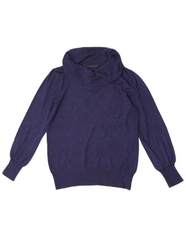 Marks & Spencer Γυναικείο πουλόβερ με ρολό λαιμόκοψη UK 10 Small Navy Blue