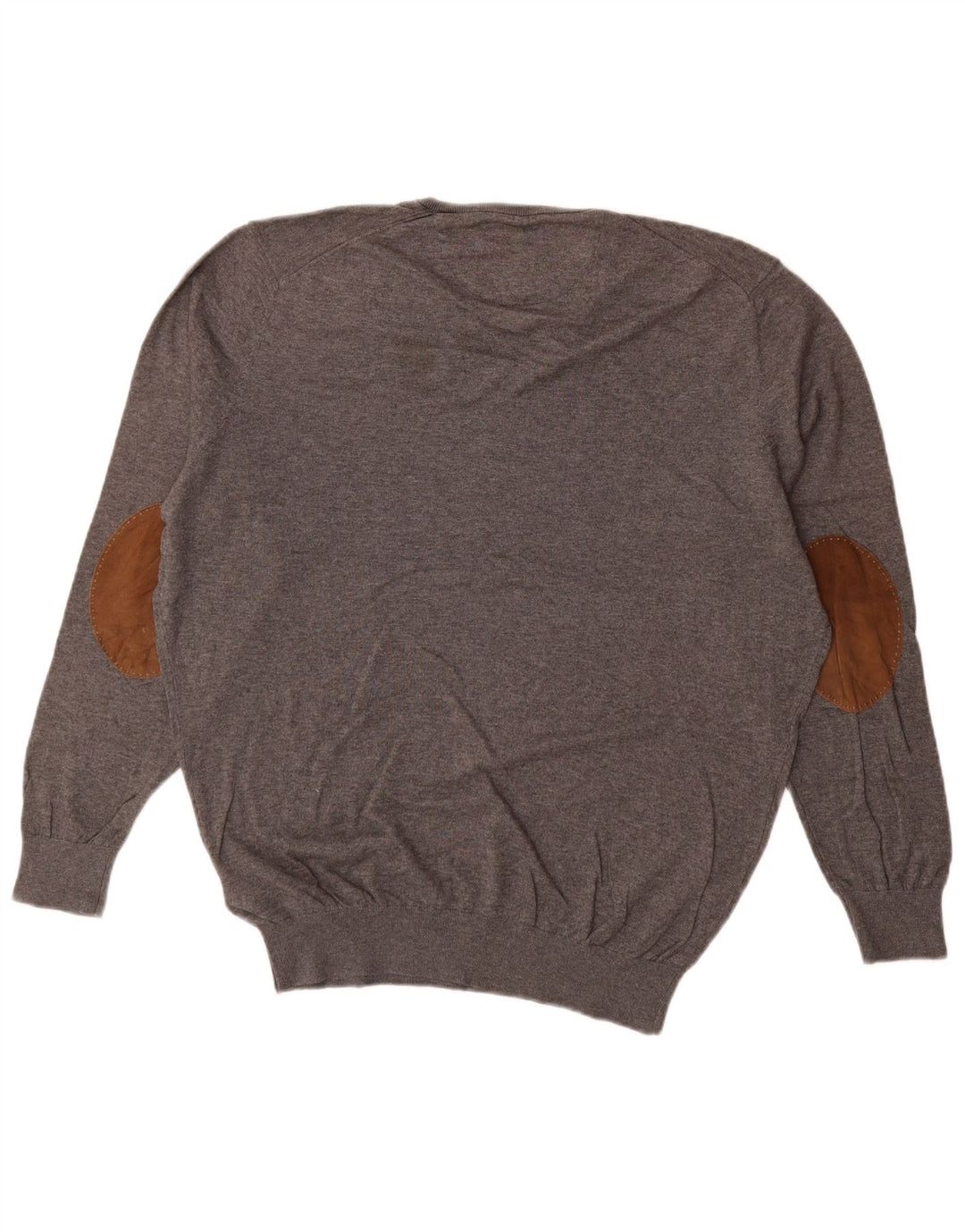 MASSIMO DUTTI Ανδρικό πουλόβερ με V λαιμόκοψη XL Γκρι βαμβακερό