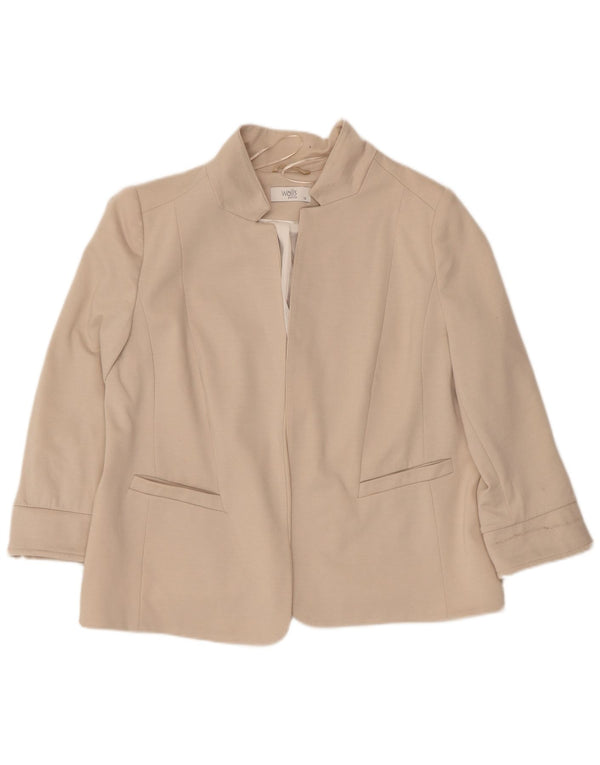 Wallis Womens 3/4 Sleeve Open Blazer Jacket UK 18 XL Beige Polyester