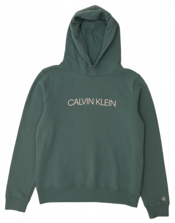 CALVIN KLEIN JEANS Boys Graphic Hoodie Jumper 13-14 ετών Πράσινο βαμβακερό