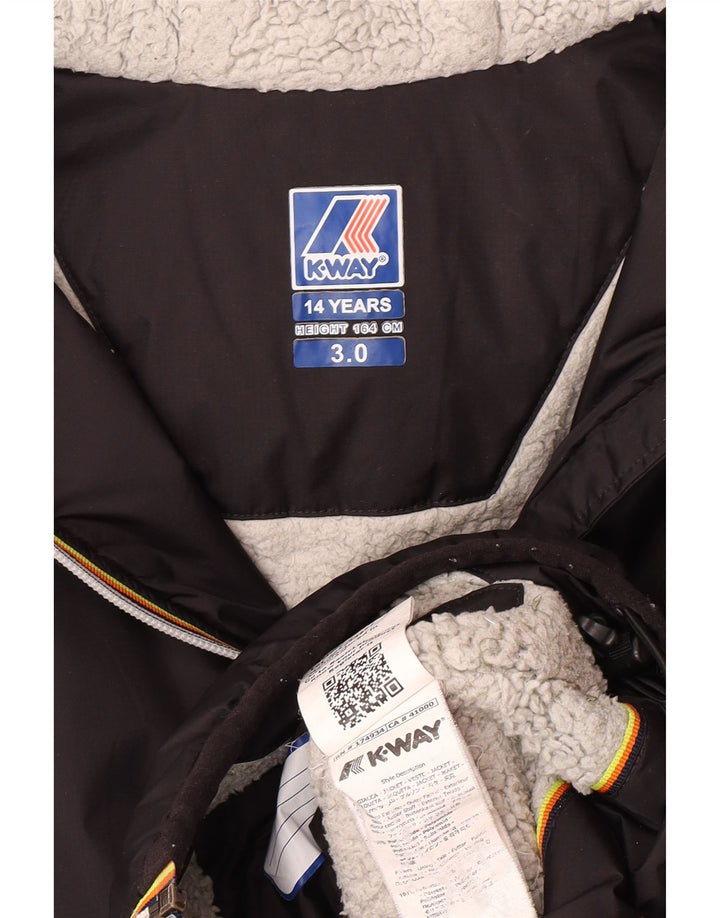 K-Way Boys Hooded Windbreaker Jacket 13-14 Years Black Polyamide