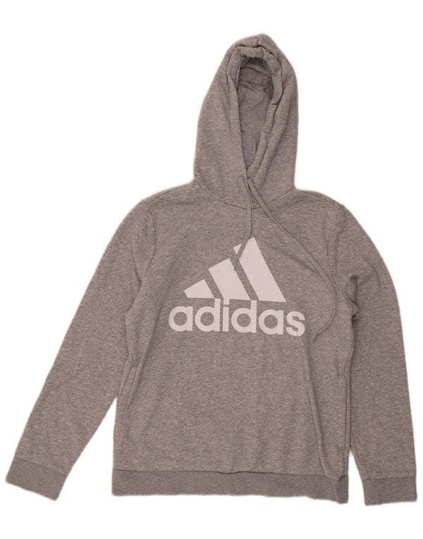 Adidas Γυναικείο γραφικό φούτερ με κουκούλα UK 16/18 Μεγάλο βαμβακερό γκρι φλύκταινα