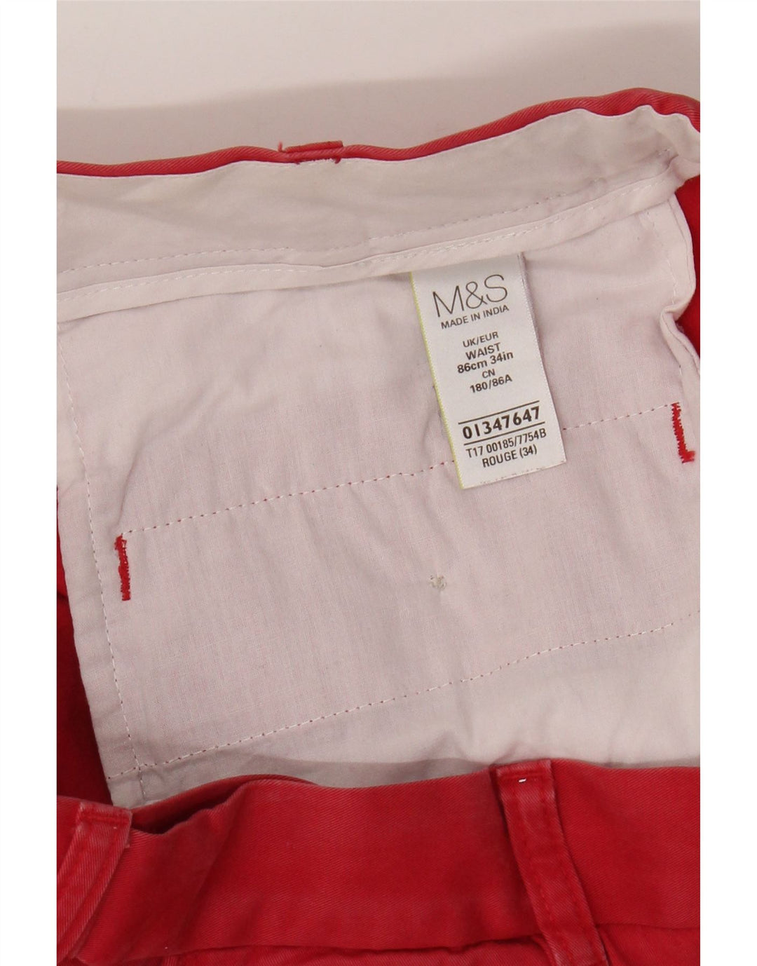 Ανδρικό σορτς Chino Marks & Spencer W34 μεγάλο κόκκινο βαμβακερό