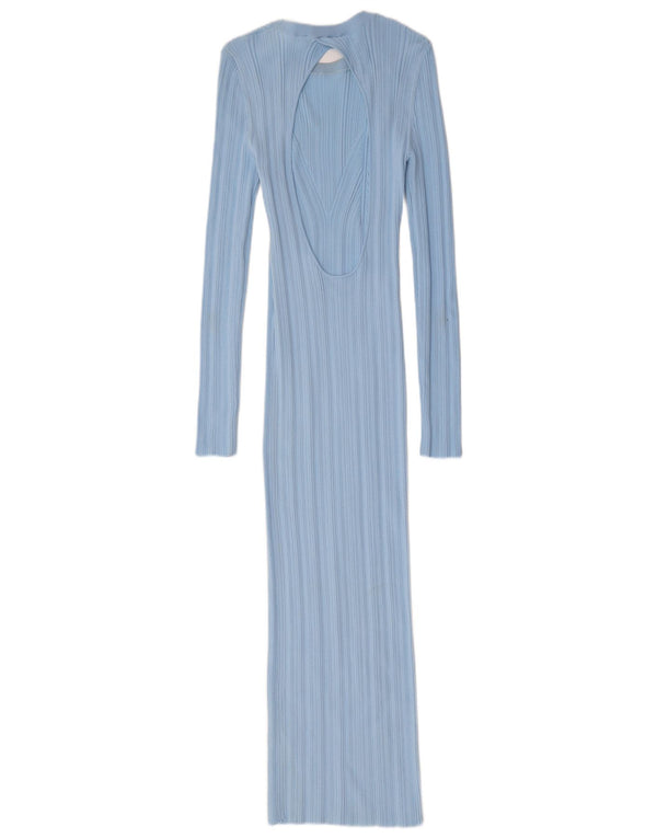 Zara Γυναικείο μάξι μακρυμάνικο φόρεμα UK 12 Medium Blue Nylon