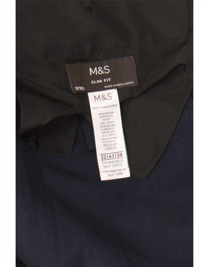 Marks & Spencer Ανδρικά Slim Fit Casual Παντελόνια W30 L31 Navy Blue Polyester