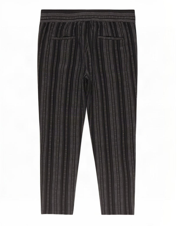 Marks & Spencer Γυναικείο Cropped Παντελόνι UK 16 Large W36 L25 Μαύρο ριγέ