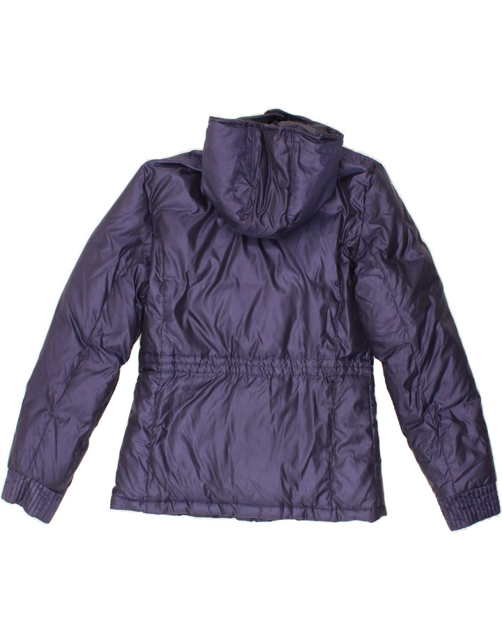 ASICS Womens Hooded Padded Jacket UK 14 Medium Navy Blue Nylon Vintage Asics and Second-Hand Asics from Messina Hembry 