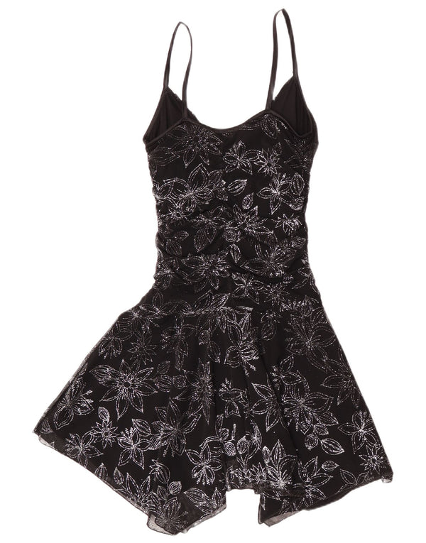 Γυναικείο αμάνικο ασύμμετρο φόρεμα Jane Norman UK 14 Medium Black Floral