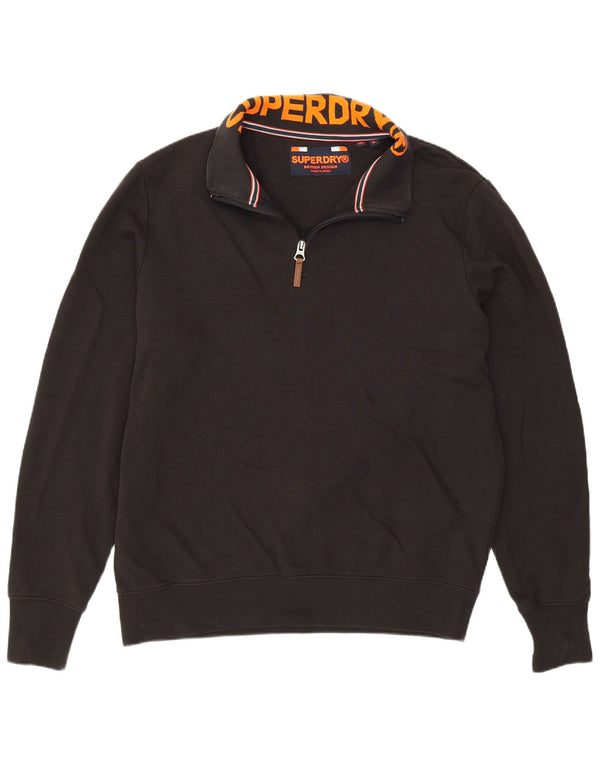 Superdry Ανδρικό πουλόβερ με φερμουάρ XL Μαύρο βαμβακερό