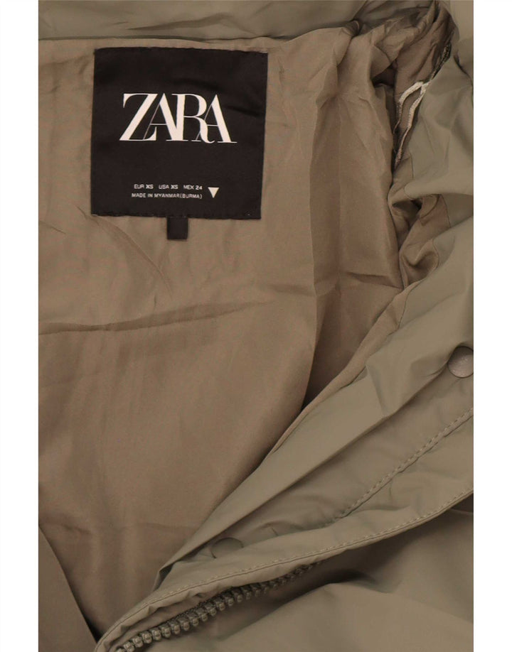 Zara Γυναικείο τζάκετ με κουκούλα μεγάλου μεγέθους UK 6 XS Khaki Polyester