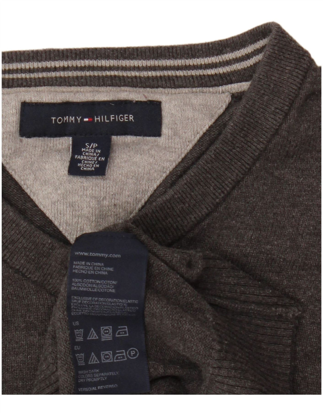 Tommy Hilfiger Γυναικείο πουλόβερ με λαιμόκοψη μεγάλου μεγέθους UK 10 Small Grey