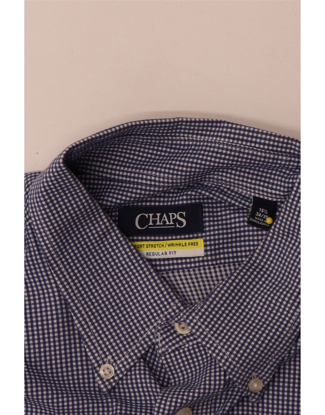 Ανδρικό πουκάμισο Chaps Regular Fit Size 16 1/2 Large Blue Gingham Cotton