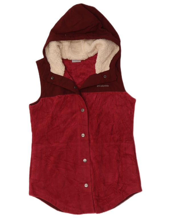 Columbia Γυναικεία κουκούλα Fleece Gilet UK 14 Medium Burgundy Colourblock