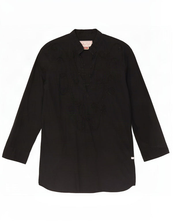 Marlboro Classics Womens Long Sleeve Tunic Top UK 14 Medium Black Paisley