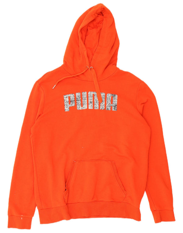 Puma Γυναικείο Γραφικό Hoodie Jumper UK 16 Large Orange