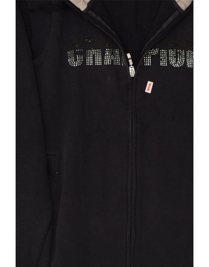 CHAMPION Womens Graphic Tracksuit Top Jacket UK 18 XL Navy Blue Cotton | Vintage Champion | Thrift | Second-Hand Champion | Used Clothing | Messina Hembry 