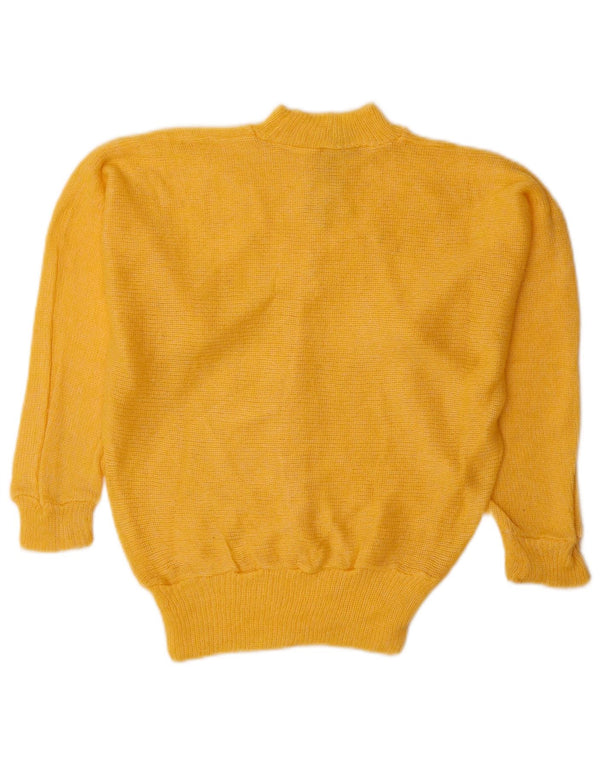 Vintage γυναικείο πουλόβερ με λαιμό χελώνα UK 10 Small Yellow Angora