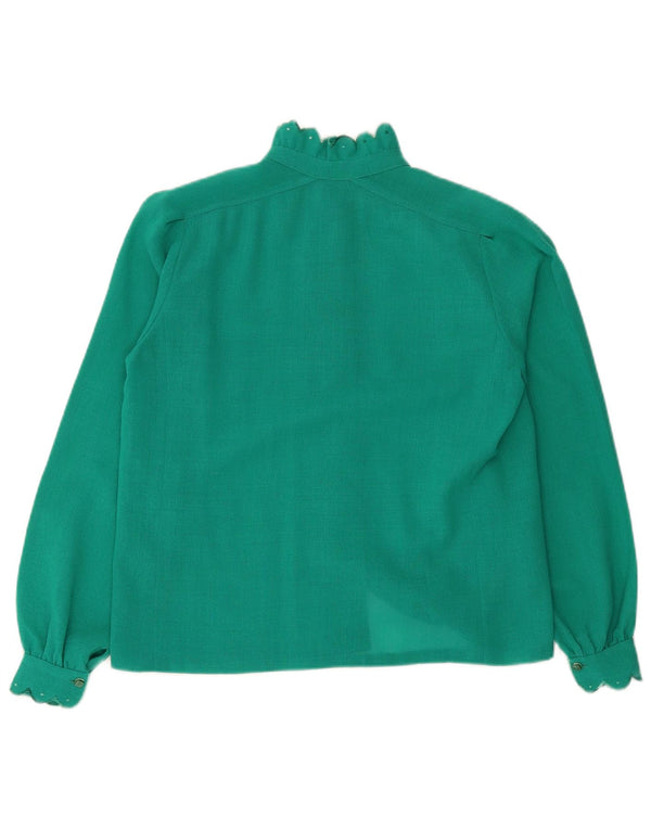 Vintage γυναικείο πουκάμισο μπλούζα UK 16 Large Turquoise