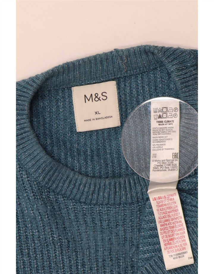 Ανδρικό πουλόβερ Marks & Spencer Crew Neck Jumper XL Blue Polyamide
