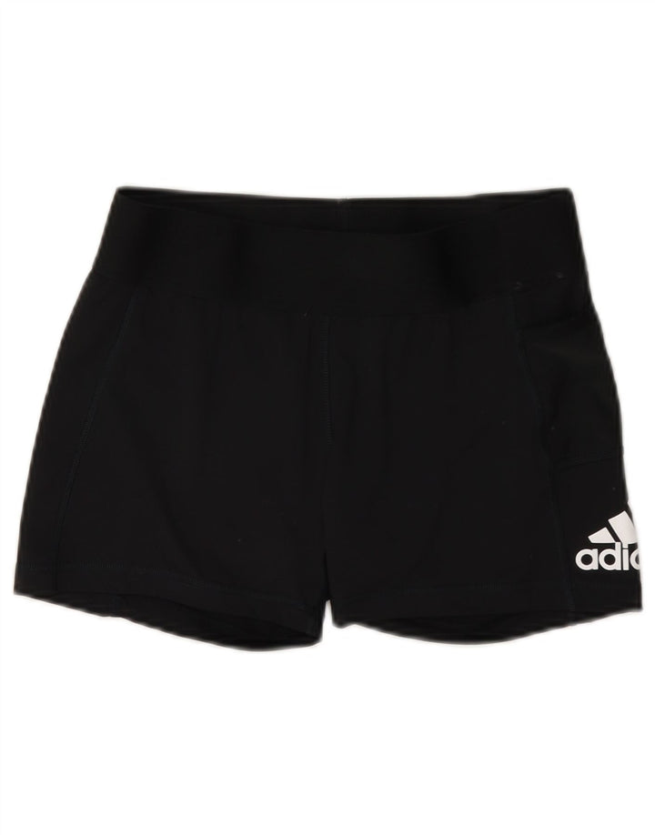 Γυναικείο γραφικό αθλητικό σορτς Adidas UK 12 μεσαίο μαύρο πολυεστέρα