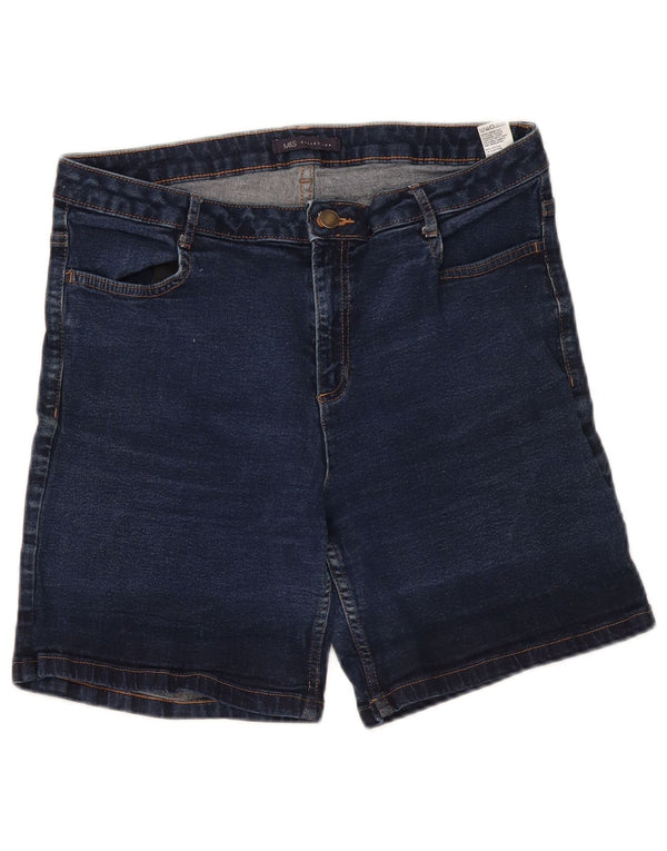 Marks & Spencer Γυναικείο τζιν σορτς UK 14 μεγάλο W34 Navy Blue βαμβακερό