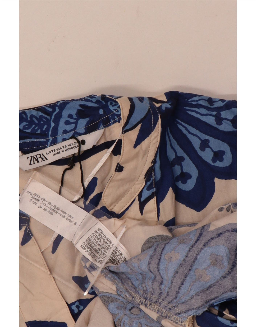 Zara Γυναικείο πουλόβερ Υπερμεγέθη Πουκάμισο UK 6 XS Μπεζ φλοράλ βαμβακερό