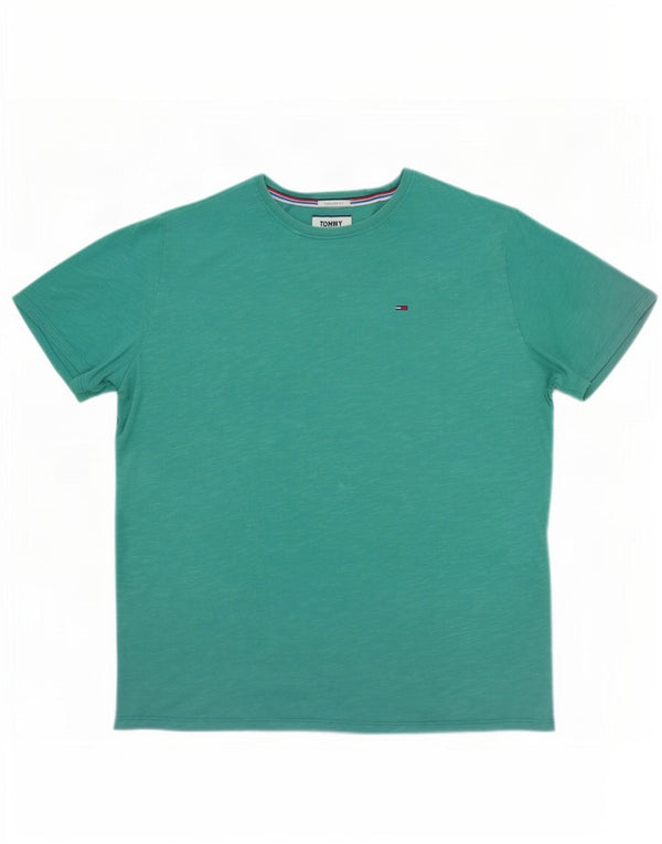 Tommy Hilfiger Mens Regular Fit T-Shirt Top Large Green Flecked Cotton
