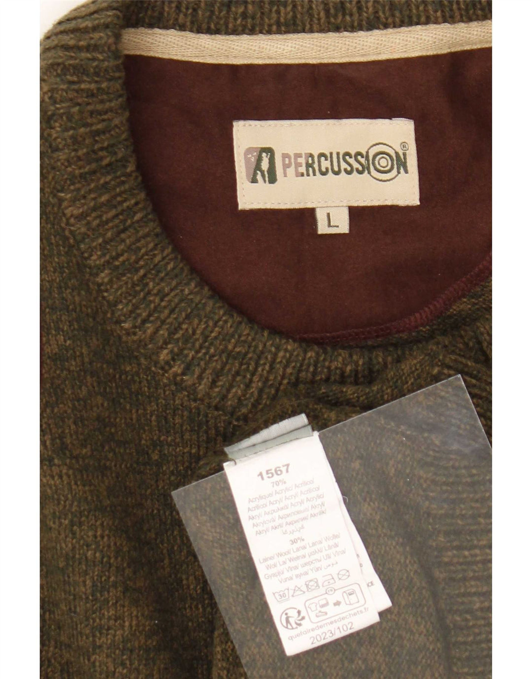Ανδρικό πουλόβερ κρουστών Crew Neck Jumper Μεγάλο Χακί Χρώμα Ακρυλικό