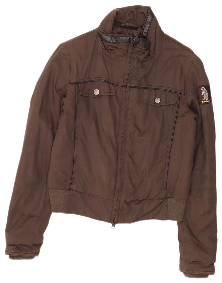 Refrigue Γυναικείο Crop Bomber Jacket UK 12 μεσαίο καφέ βαμβακερό