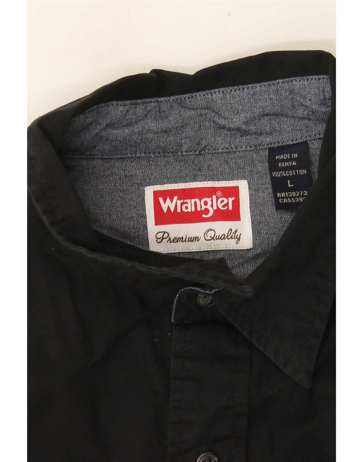 Ανδρικό κοντομάνικο πουκάμισο WRANGLER μαύρο βαμβακερό
