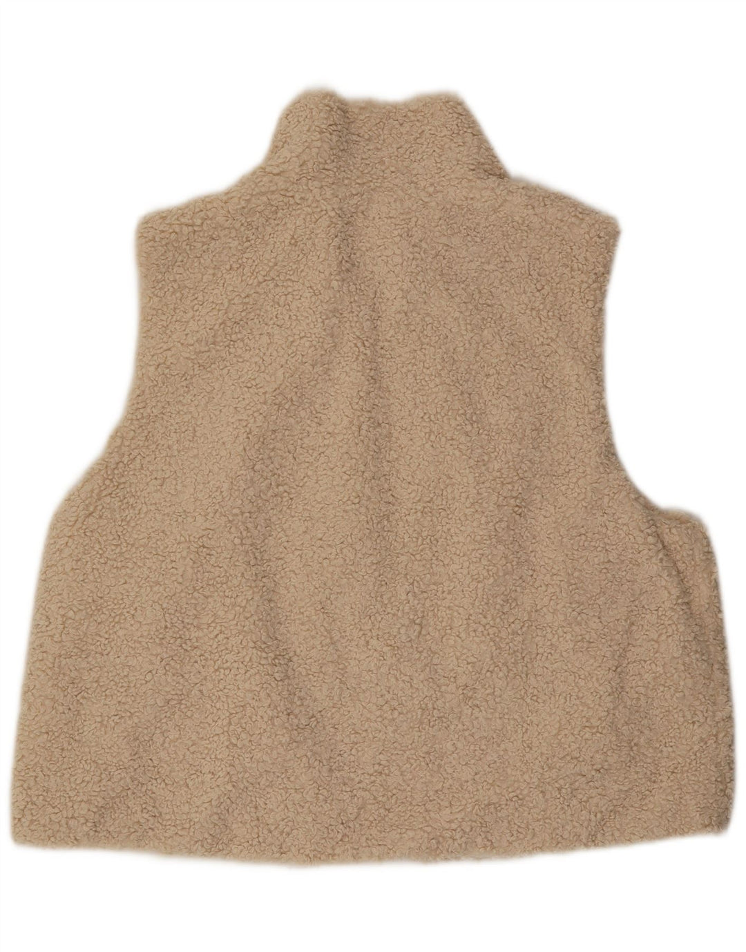 Zara Γυναικεία Oversized Fleece Gilet UK 10 Small Beige Polyester