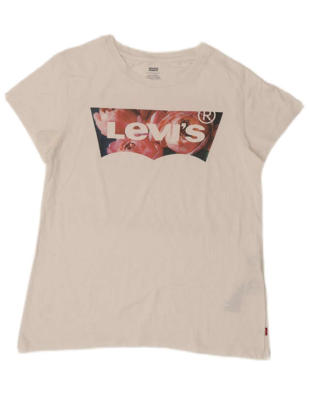 Γυναικείο γραφικό μπλουζάκι Levi's Top UK 12 μεσαίο λευκό βαμβακερό