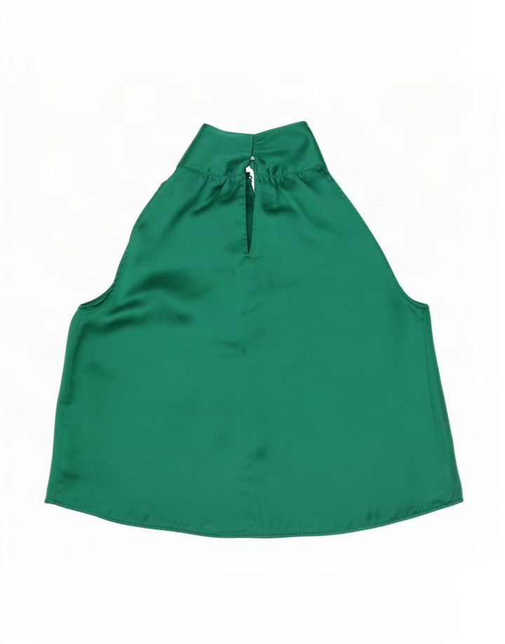 Zara Γυναικεία Αμάνικη Crop Μπλούζα Τοπ UK 14 Μεσαίου Πράσινου Πολυεστέρα