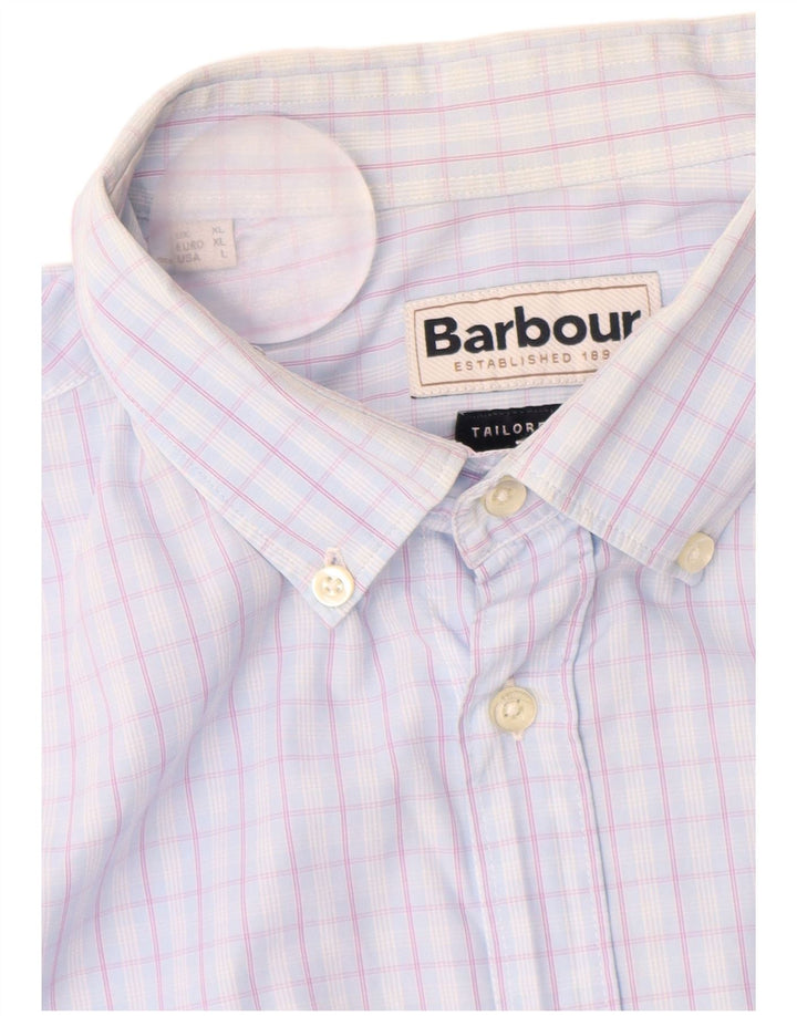 BARBOUR Mens Tailored Fit Shirt XL Blue Gingham Cotton