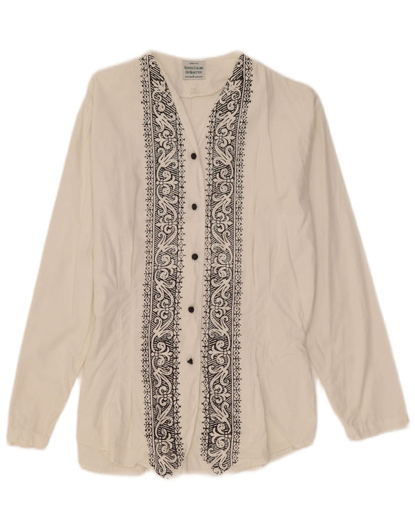 Γυναικεία μπλούζα Benetton UK 14 Large White Paisley Cotton