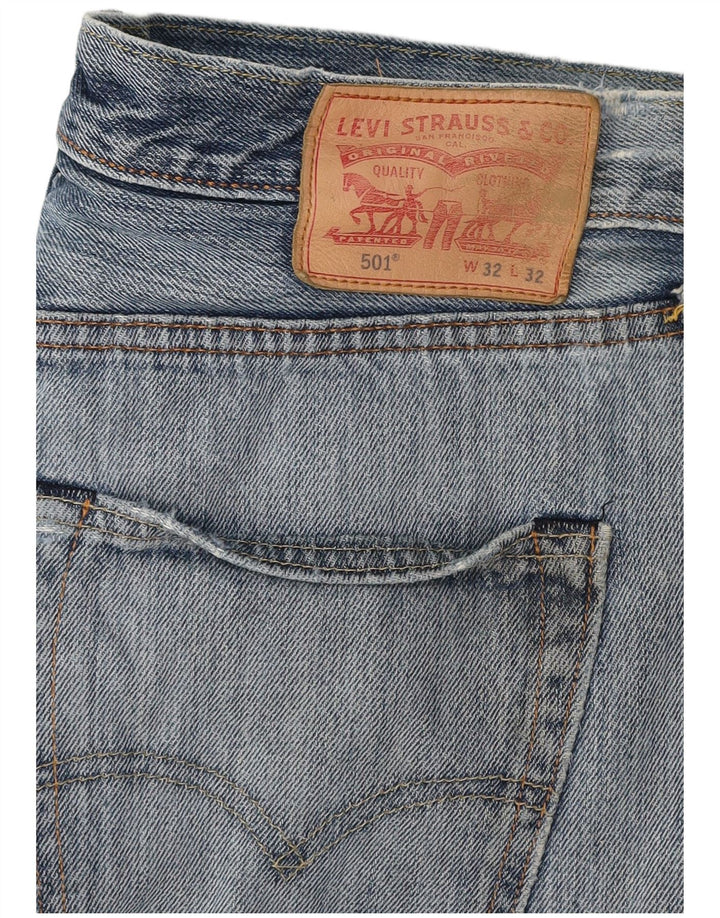 Levi's Mens 501 Distressed τζιν σορτς W32 μεσαίο μπλε βαμβακερό