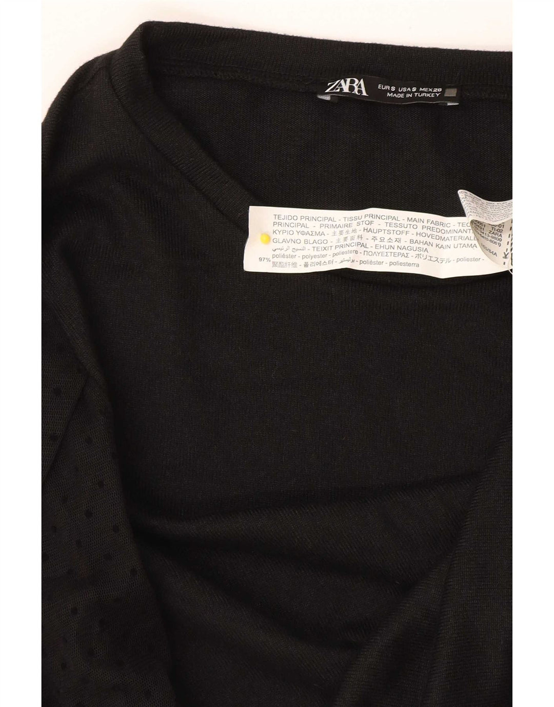 Zara γυναικεία μακρυμάνικη μπλούζα τοπ UK 10 Small Black Pot Polyester