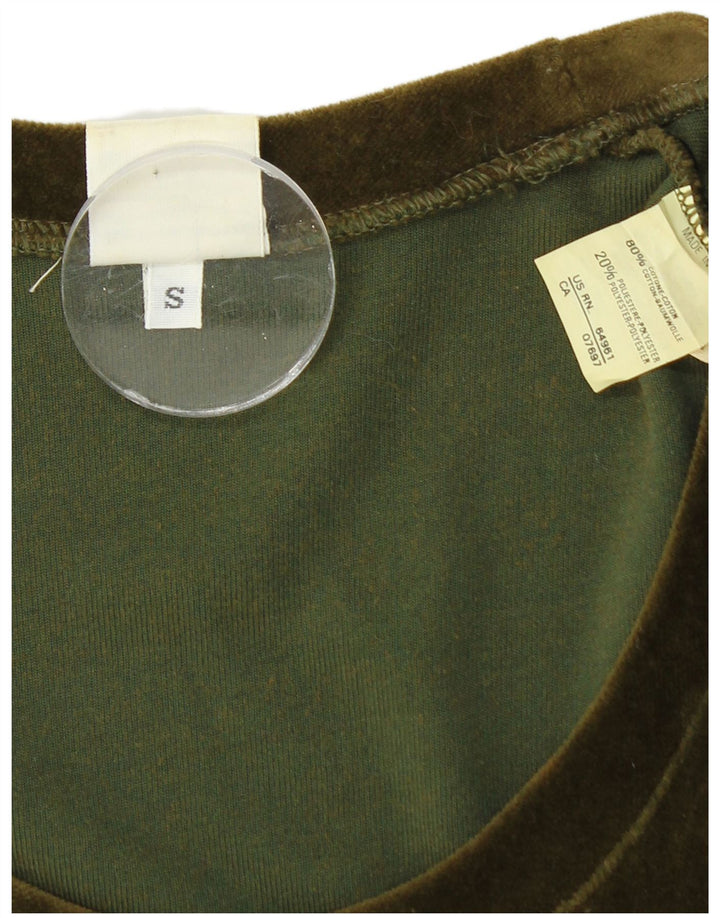 BENETTON Γυναικείο μακρυμάνικο βελούδινο φόρεμα κορμάκι UK 8 μικρό πράσινο βαμβακερό