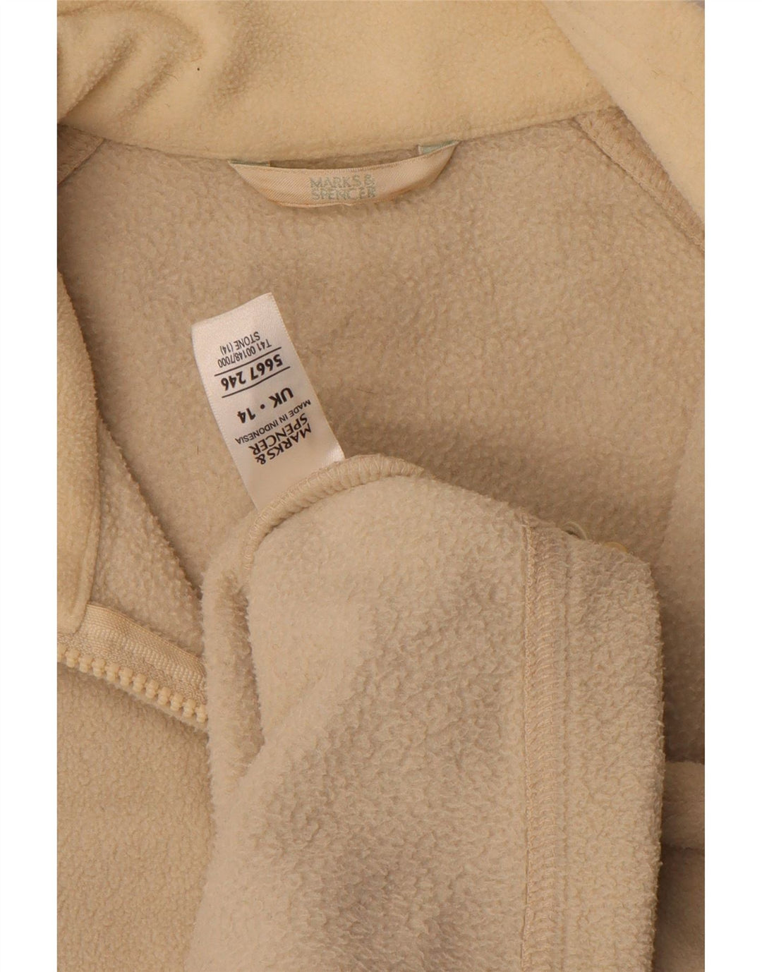 Marks & Spencer Γυναικείο Fleece Jacket UK 14 Large Beige Polyester