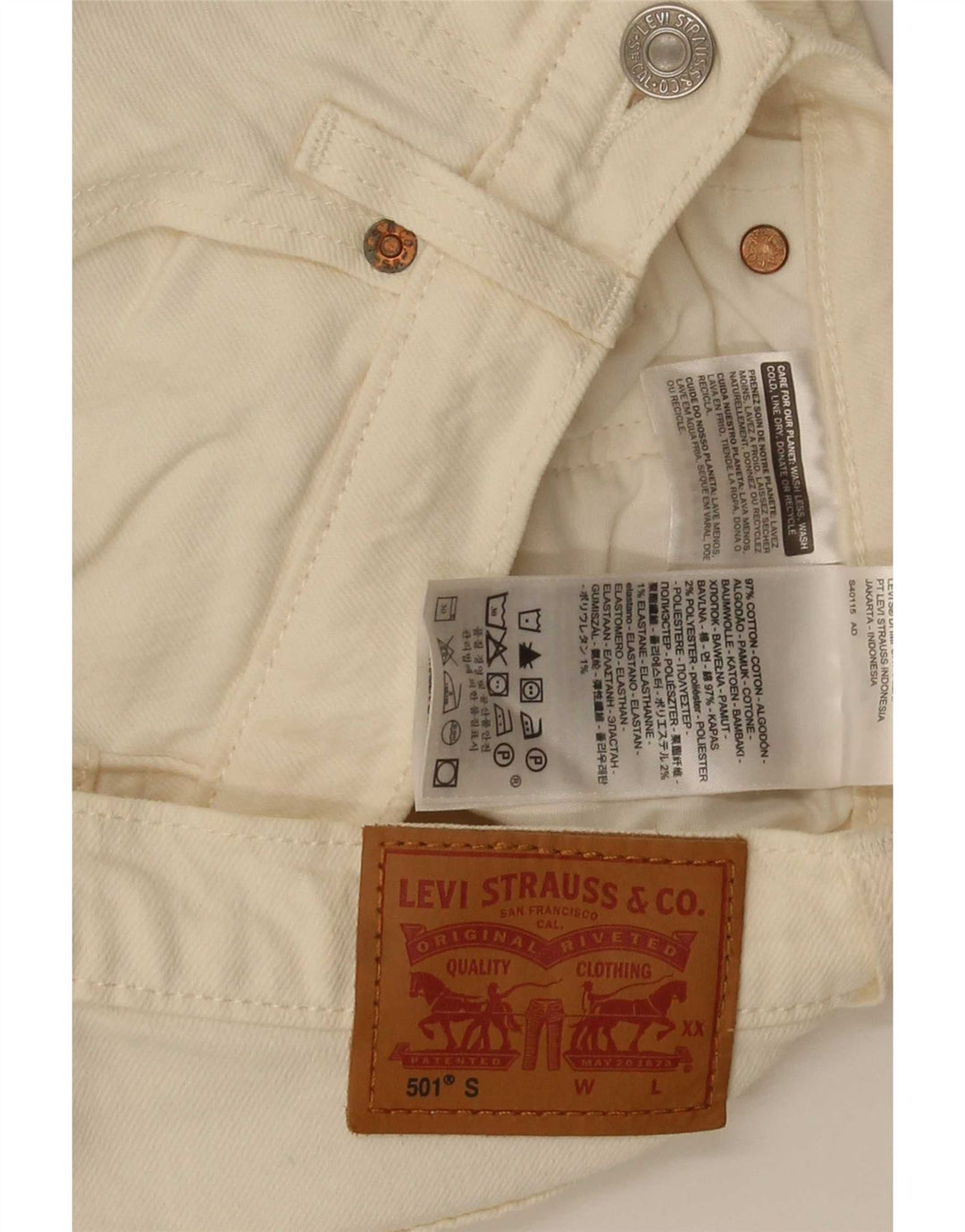 Γυναικείο Levi's 501 Straight Jeans W25 L28 Off White Βαμβακερό