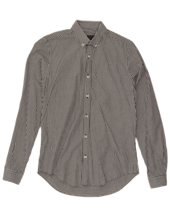 Ανδρικό πουκάμισο Zara Slim Fit Μικρό μαύρο Gingham