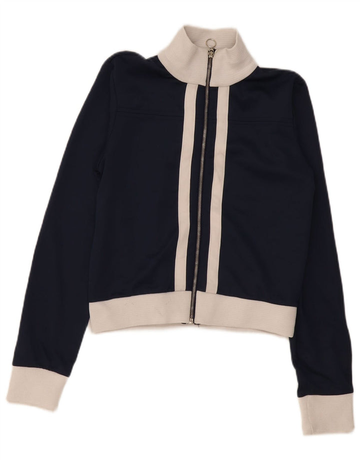 Zara Γυναικεία φόρμα Crop Top Jacket UK 14 Medium Navy Blue Colourblock