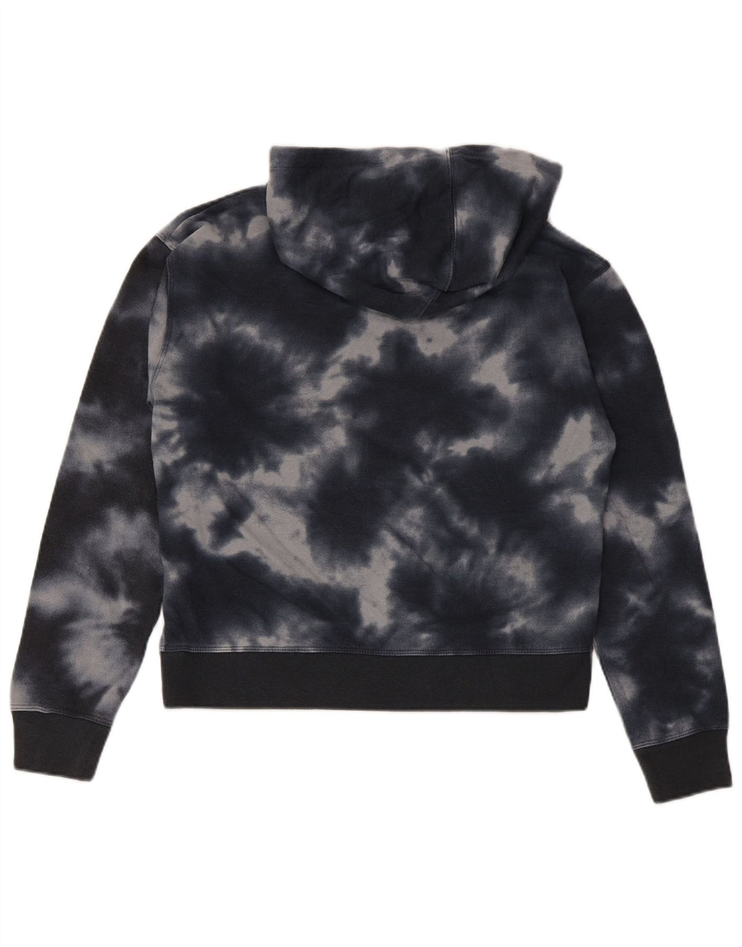 Champion Womens Crop Hoodie Jumper UK 14 Medium Black Tie Dye Cotton