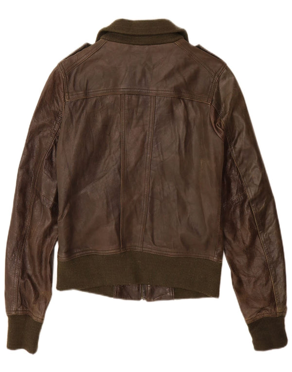 XDYE Γυναικείο Military Leather Jacket UK 8 Small Khaki Leather