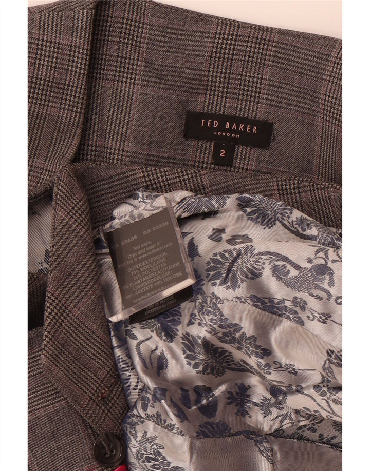 TED BAKER Γυναικείο γιλέκο με διπλό στήθος Μέγεθος 2 Small Grey Check Wool