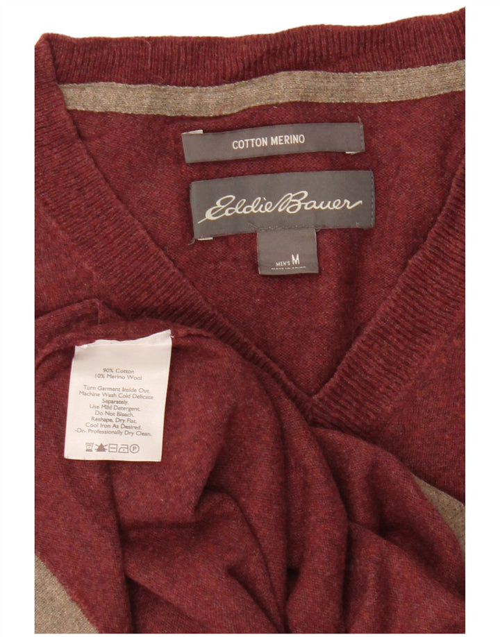 Eddie Bauer Ανδρικό πουλόβερ με V λαιμόκοψη, μεσαίο βαμβακερό μπορντό