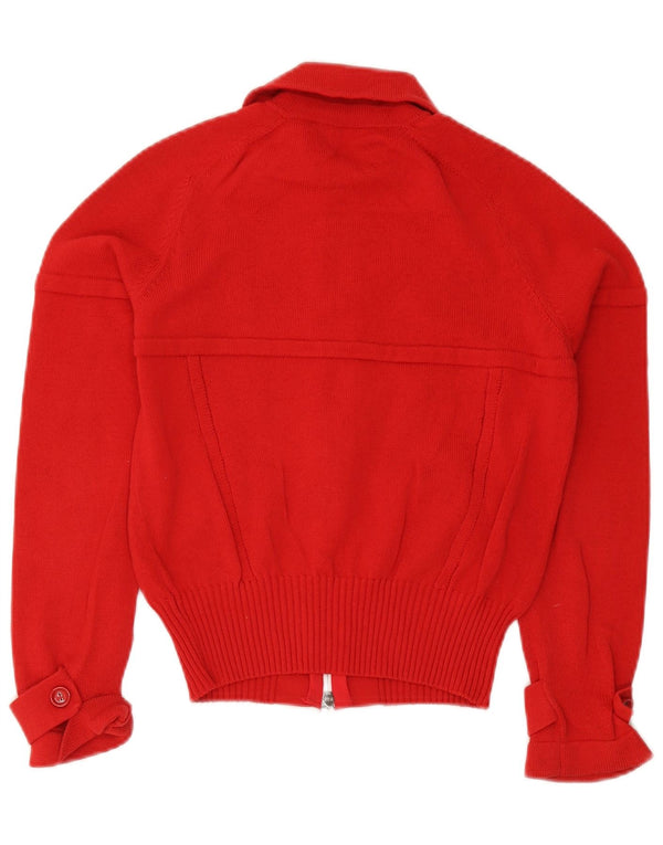D. Εξωτερικό Γυναικείο Crop Cardigan πουλόβερ UK 12 Μεσαίο κόκκινο βαμβακερό